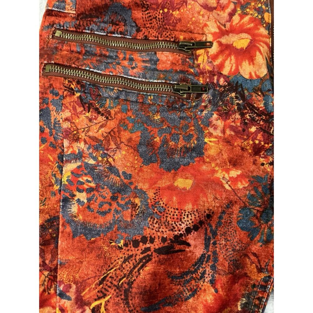 Free People Velvet Skinny Sz 2 Floral Print Jeans Zip Pockets Anthropologie - Picture 6 of 12